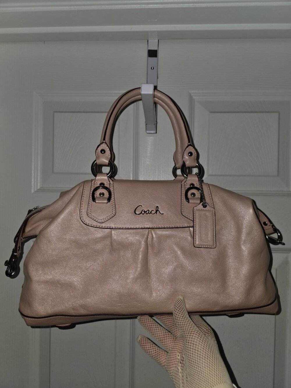 Coach Blush Iridescent Leather Satchel with Strap — Good